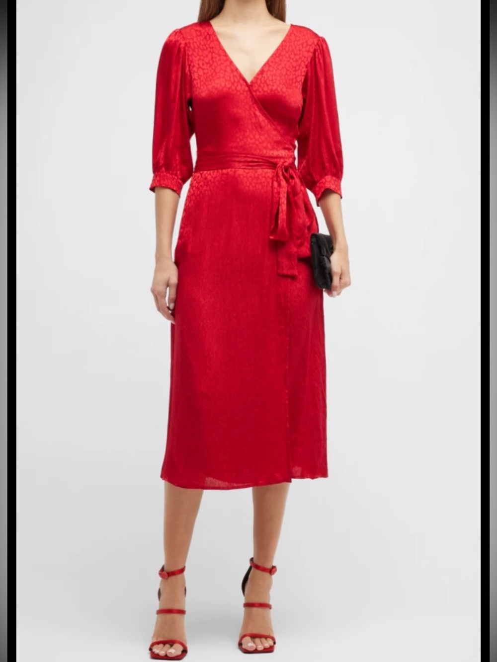 Michael Kors M Dress Red Cheetah Jacquard Midi Wrap Classic Wedding Party Fall